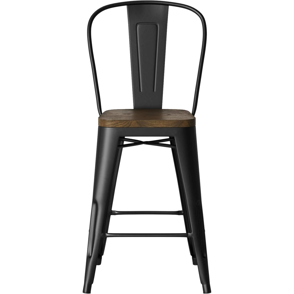 Wood Seat Backed Counter Stool T40687