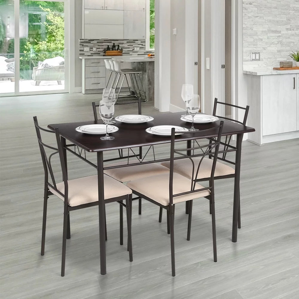 5-Piece Wood & Metal Dining Set J32938