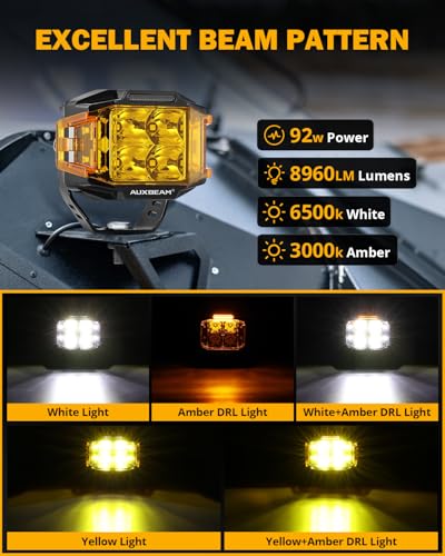 72W LED Rectangle Offroad Cube Spotlights with Amber DRL T91779