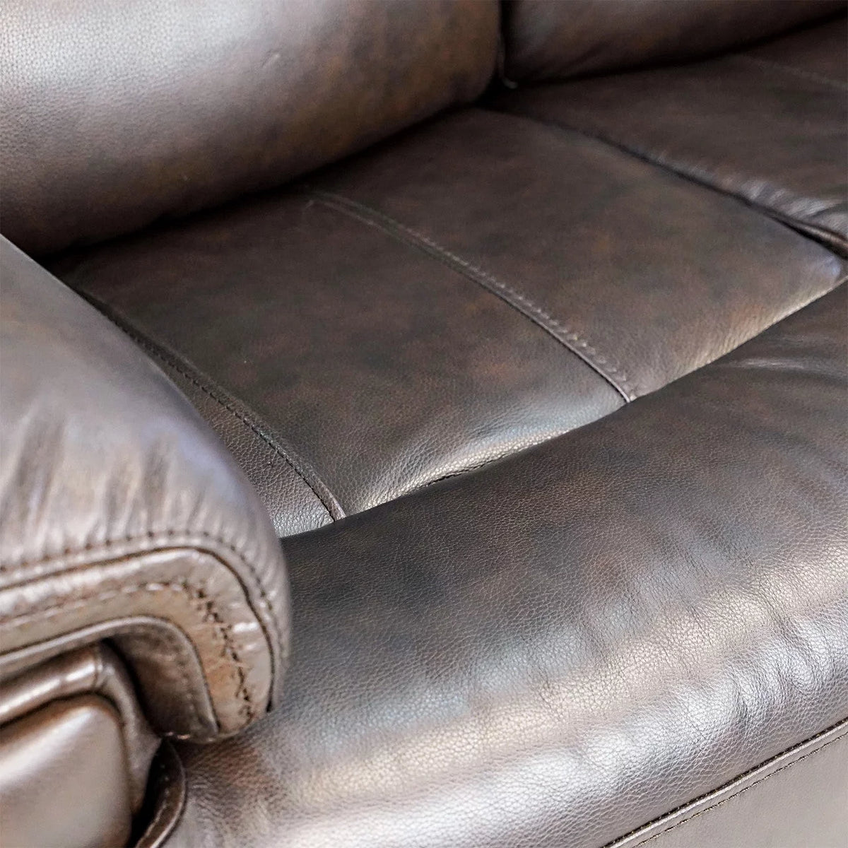Leather Power Reclining Loveseat with Adjustable Headrest W50225