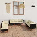 9 Piece Patio Set with Cushions Poly Rattan Black C29064