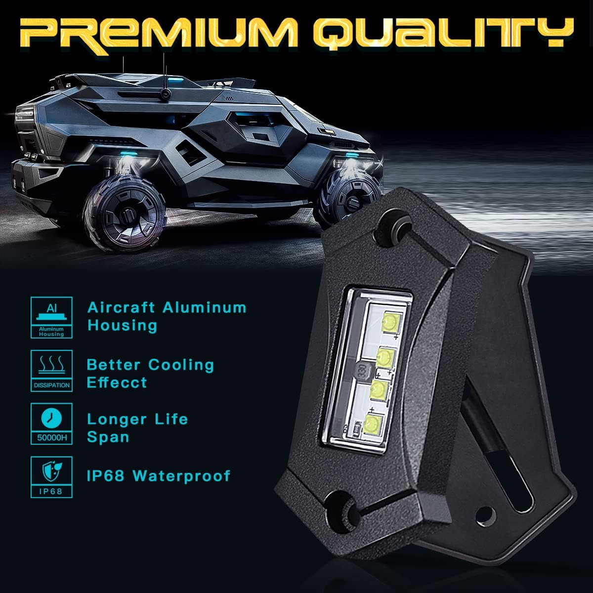 White LED Rock Lights 12 Pods Waterproof U4873