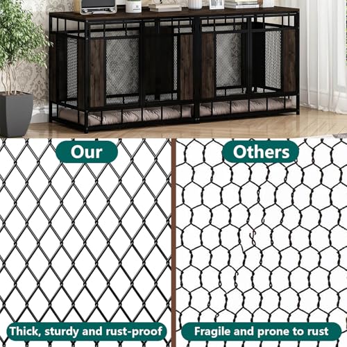 71" Heavy Duty Wood Dog Crate with Removable Divider W4876