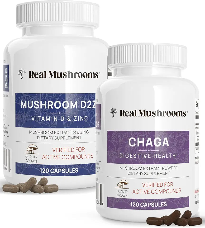 Vitamin D2 Zinc and Chaga with Reishi Vegan Gluten Free Organic Mushroom Extracts C421525