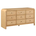 Brown 9-Drawer Rattan Wood Dresser T2707