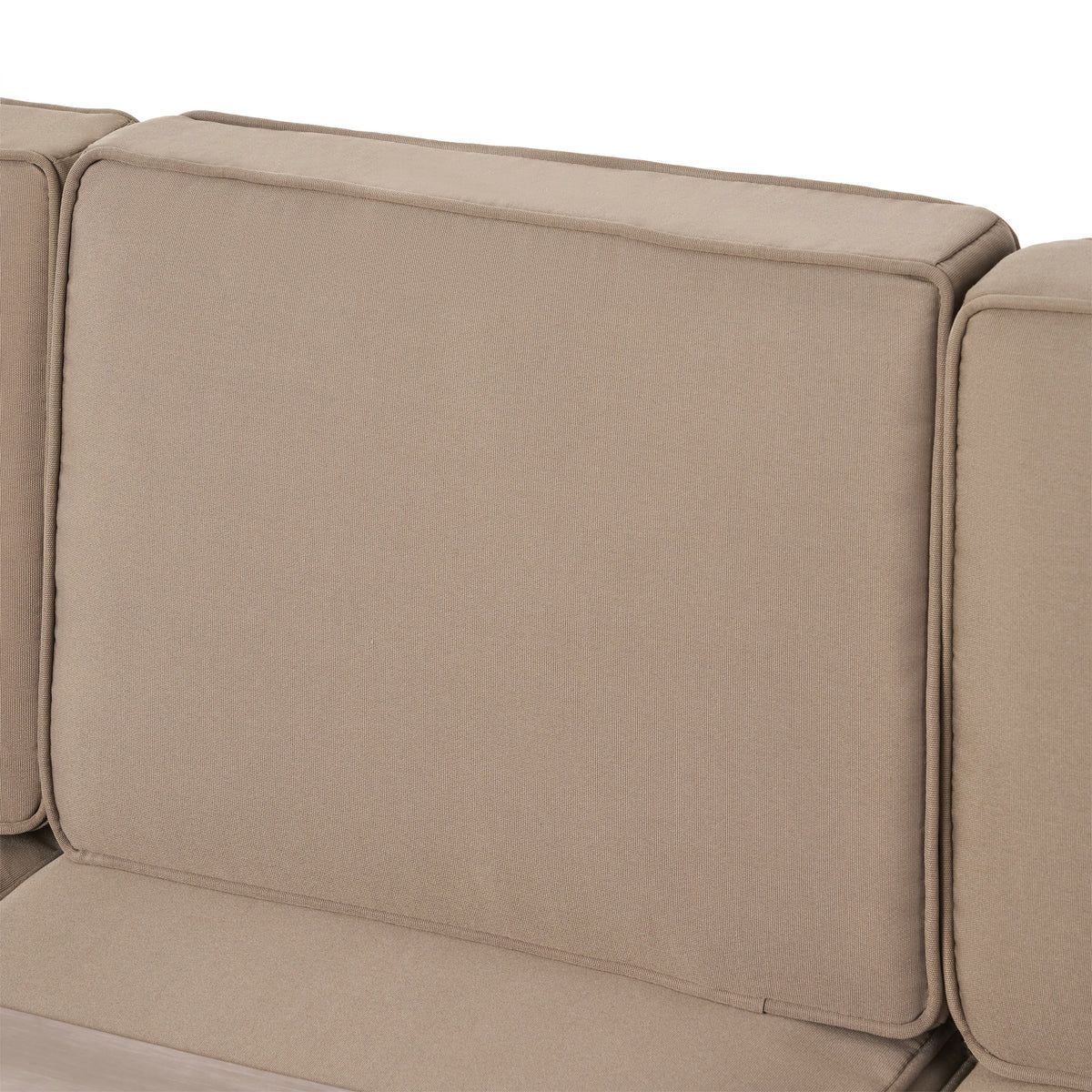 6 Seater Aluminum Sofa and Ottoman Set with Side Tables, Silver and Khaki S7846