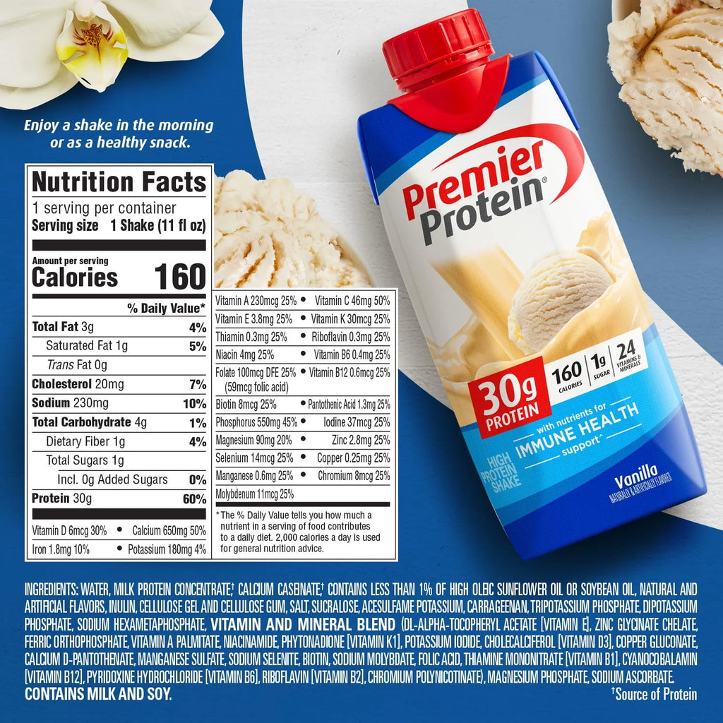 Vanilla Protein Shake, 30g Protein, 11 fl oz, 12 Ct P728286