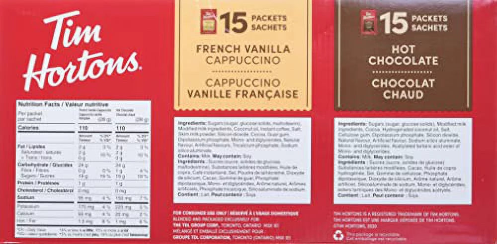 30x28g Hot Chocolate Assorted Variety, French Vanilla & Cappuccino T889291