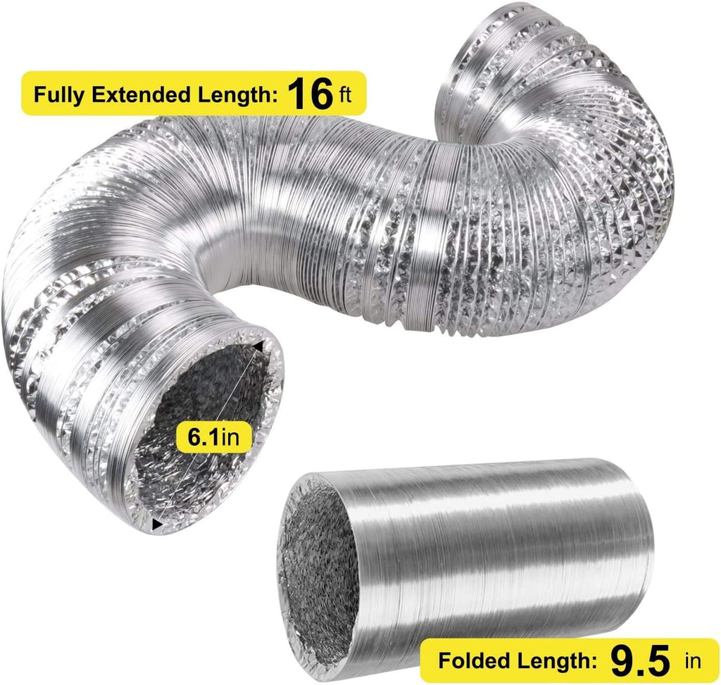 6 Inch 442 CFM Inline Fan Carbon Filter 16 Feet Ducting Combo with Variable Speed Controller Rope Hanger Temperature Humidity Monitor G738