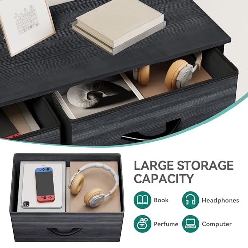 10 Drawer Fabric Storage Dresser with Steel Frame and Wooden Top W893