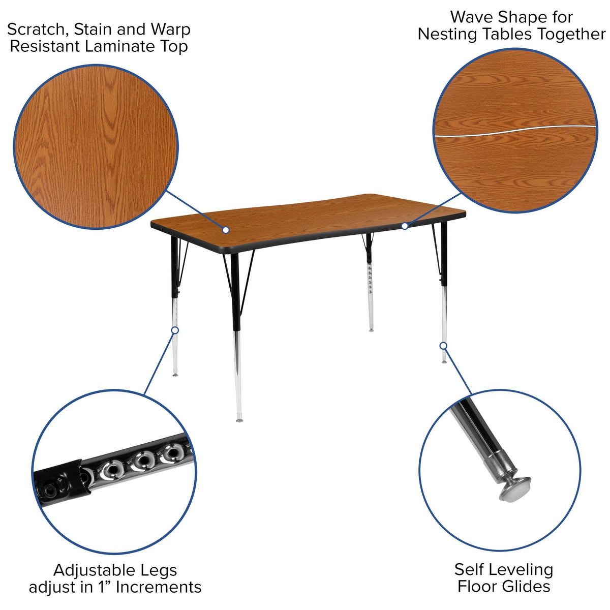 3 Piece Oak Laminate Activity Table Set F222314