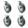 10" Pneumatic Rigid Caster, Black Rubber Wheel, 350 lbs. Capacity, Pack of 2 A8459