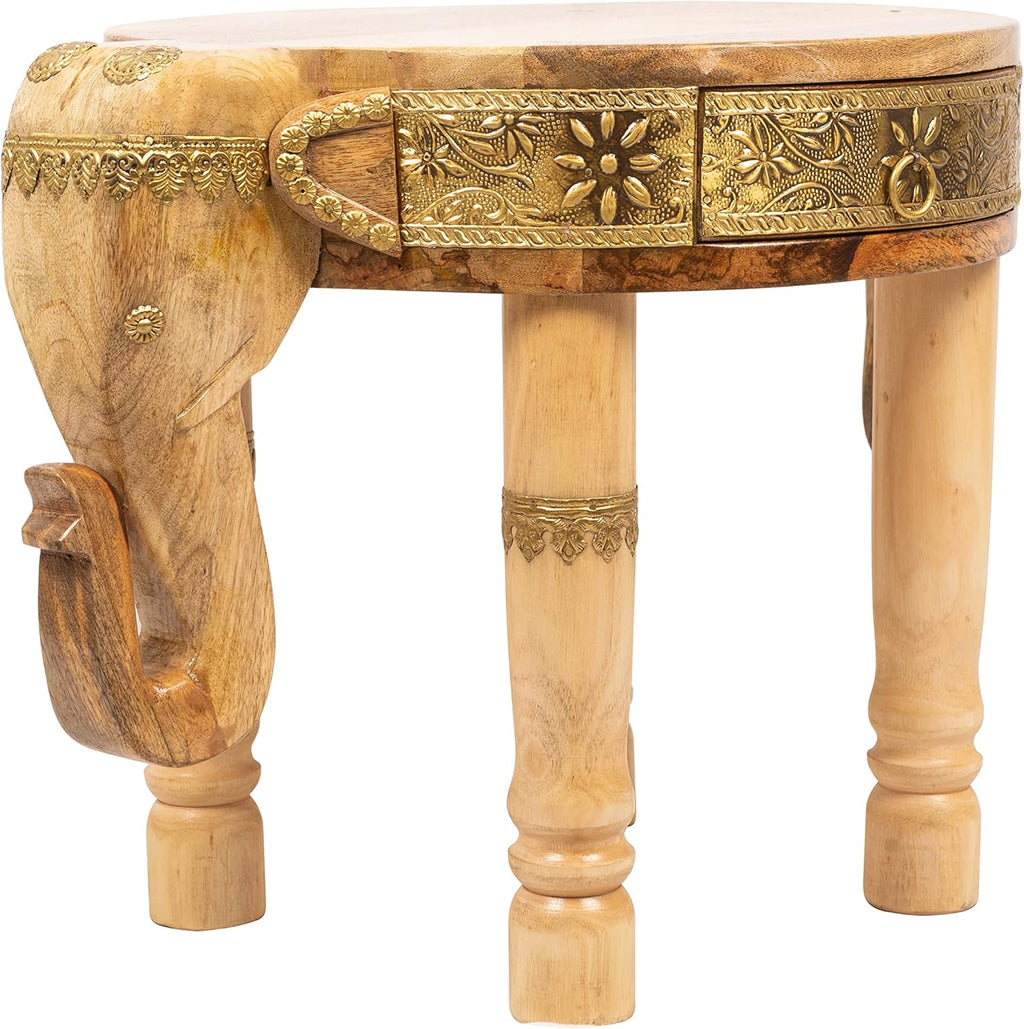 Hand Carved Wooden Coffee Table with Drawer P1556