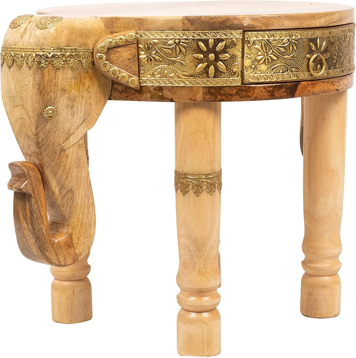 Hand Carved Wooden Coffee Table with Drawer P1556