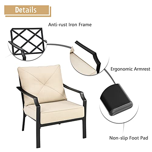 Set of 2 Black & Beige Patio Armchairs with Padded Cushions R143301