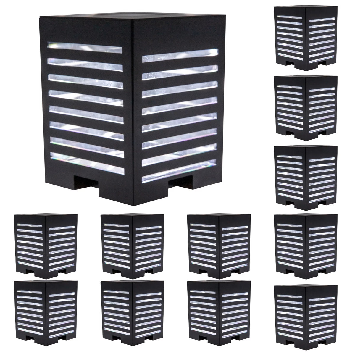 12 Pack Solar Powered LED Post Cap Light Black Z553
