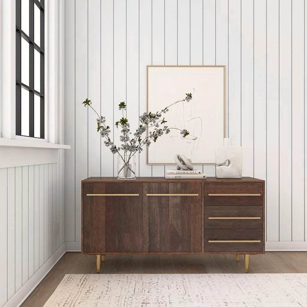 Dark Brown 3-Drawer 2-Door Wood Console Table P277807