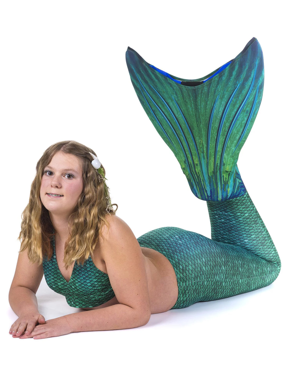 Green Mermaid Tail and Monofin Swim Set Q594665