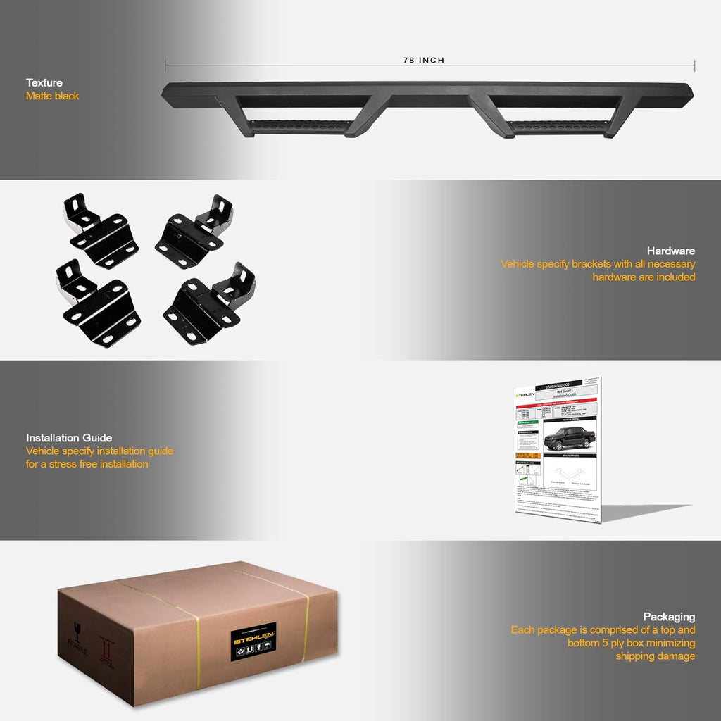 Matte Black Nerf Bars Running Boards for Ford F150 Super Duty B612365