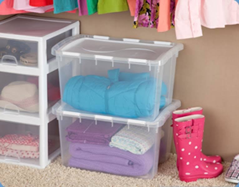 48 Quart Clear Hinged Lid Storage Box Tote (30 Pack) R64645
