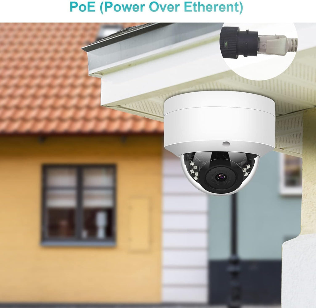 5MP PoE IP Dome Security Camera, 2.8mm Wide Angle, H.265 IP66 Waterproof Built-in Micphone/Audio K726