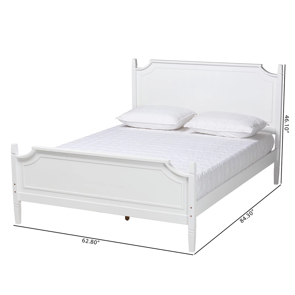 White Wood Queen Size Platform Bed W6971