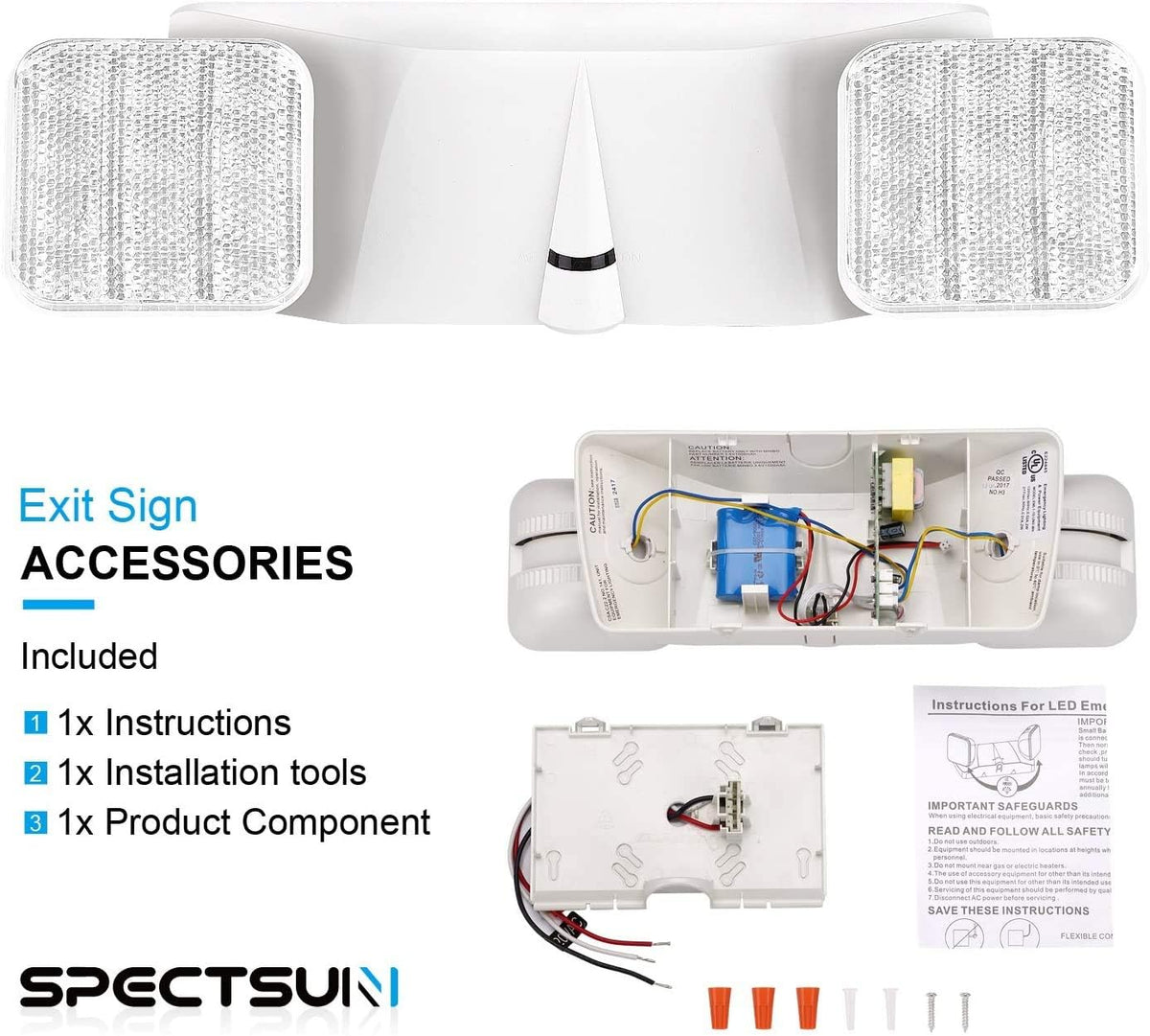 LED 4 Pack White Commercial Lighted Exit Signs with Emergency Lights I4006