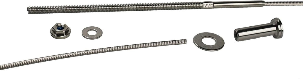 Stainless Steel Cable Railing Installation Kit for Deck Railing for 4x4 and 6x6 Posts, 1/8 Inch Cable, 25 Feet with Long Terminals and Stainless Chamfer Caps F464755
