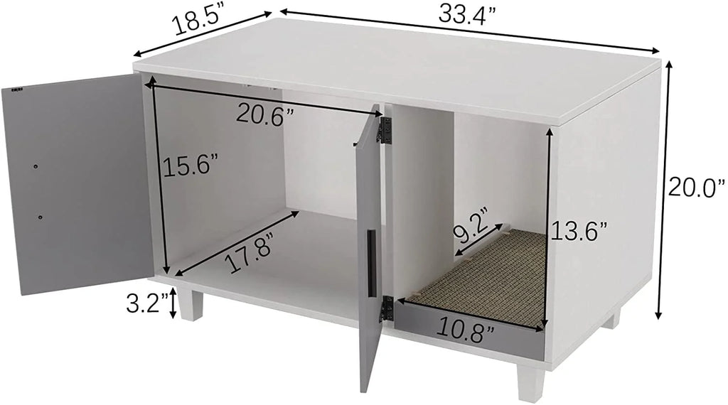 Cat Litter Box Enclosure Table Nightstand with Scratch Pad S196188
