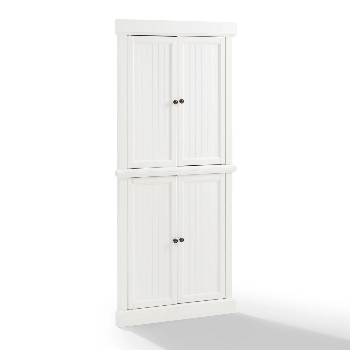 White 2-Piece Wood Stackable Corner Pantry E434640