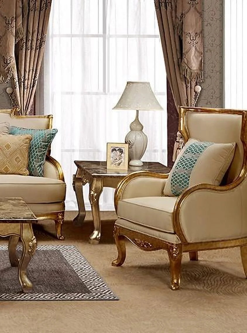 Gold & Light Beige Sofa Set 4Pcs T769