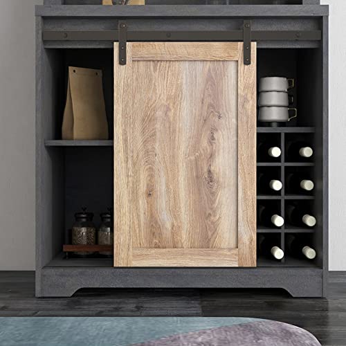 Black Wood Coffee Bar Cabinet with Wine Rack L902