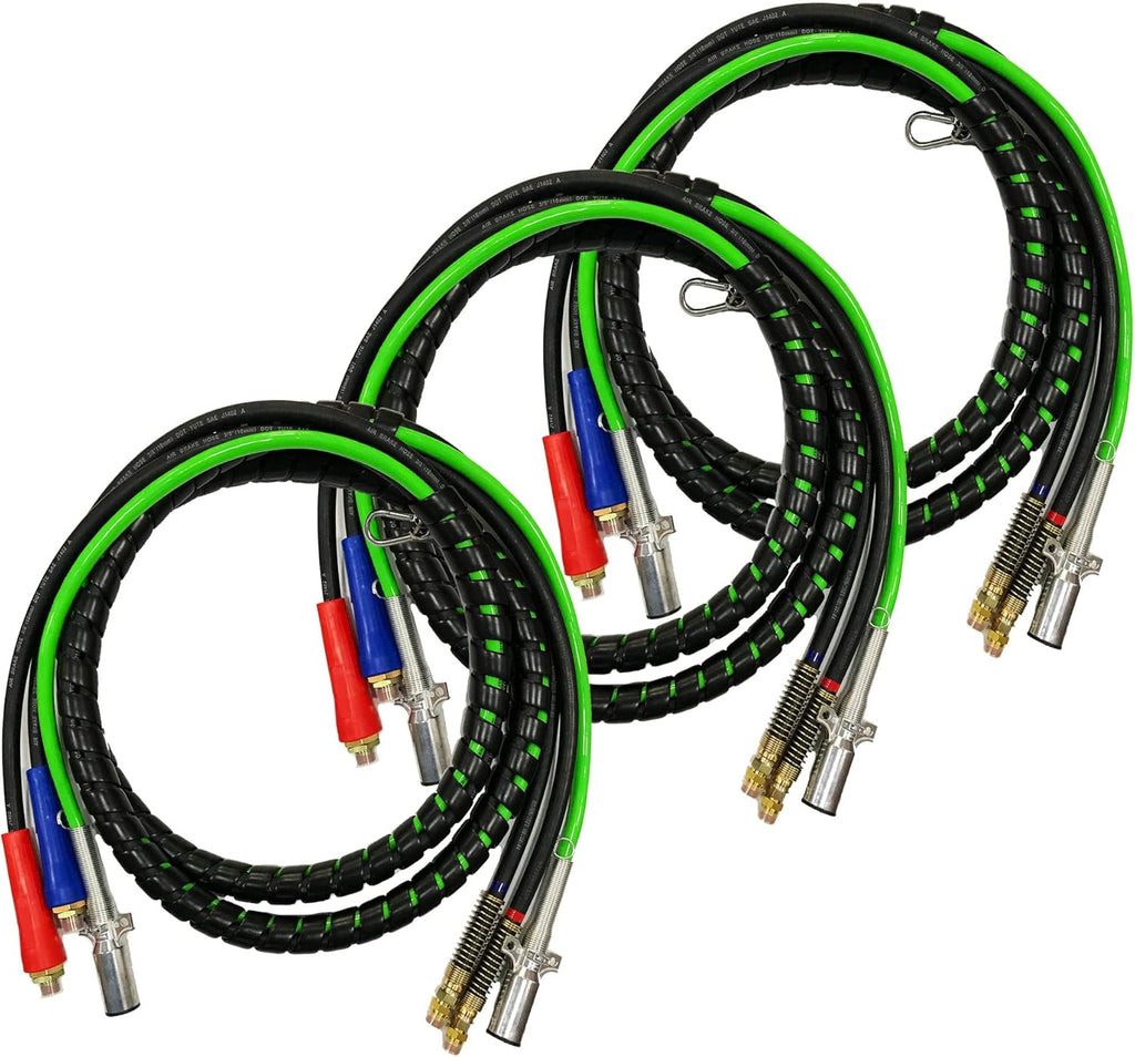 15Ft 3 in 1 ABS & Air Power Line Hose Wrap 7 Way Electrical Cable Assembly with Handle Grip L796877