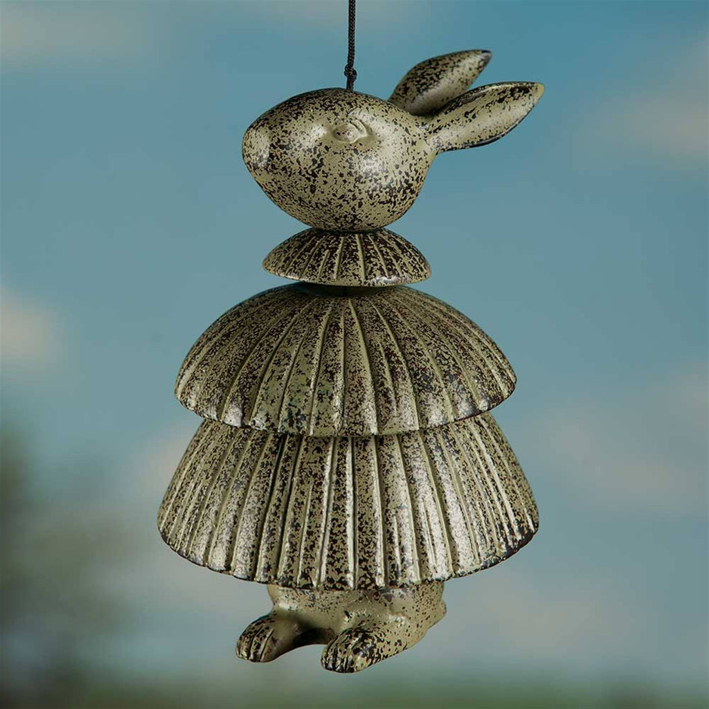 Rabbit Wind Chime, Cast Aluminum Verdigris Finish, 11x22 Q15818