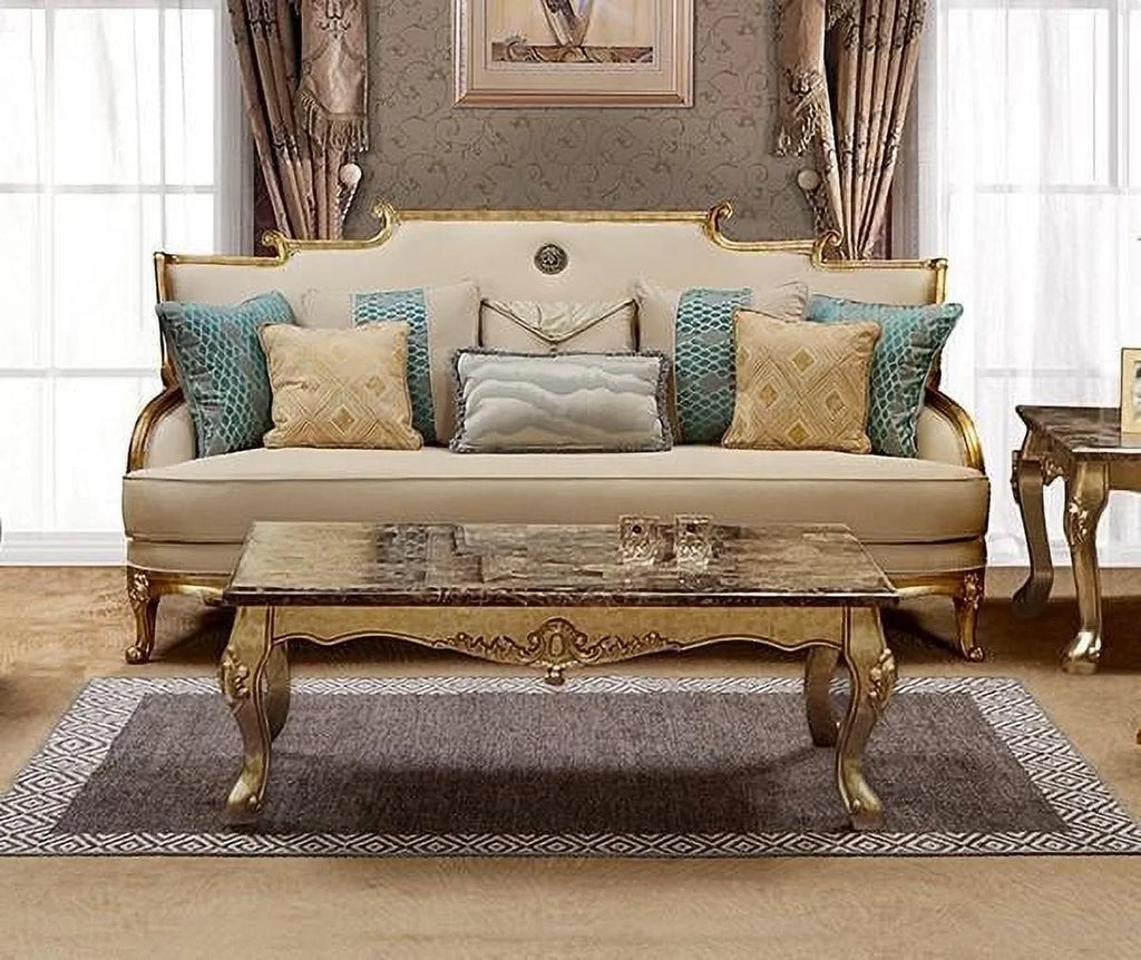 Gold & Light Beige Sofa Set 4Pcs T769