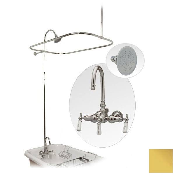 54 inch Clawfoot Tub Shower Enclosure with Shower Head Polished Brass S19639
