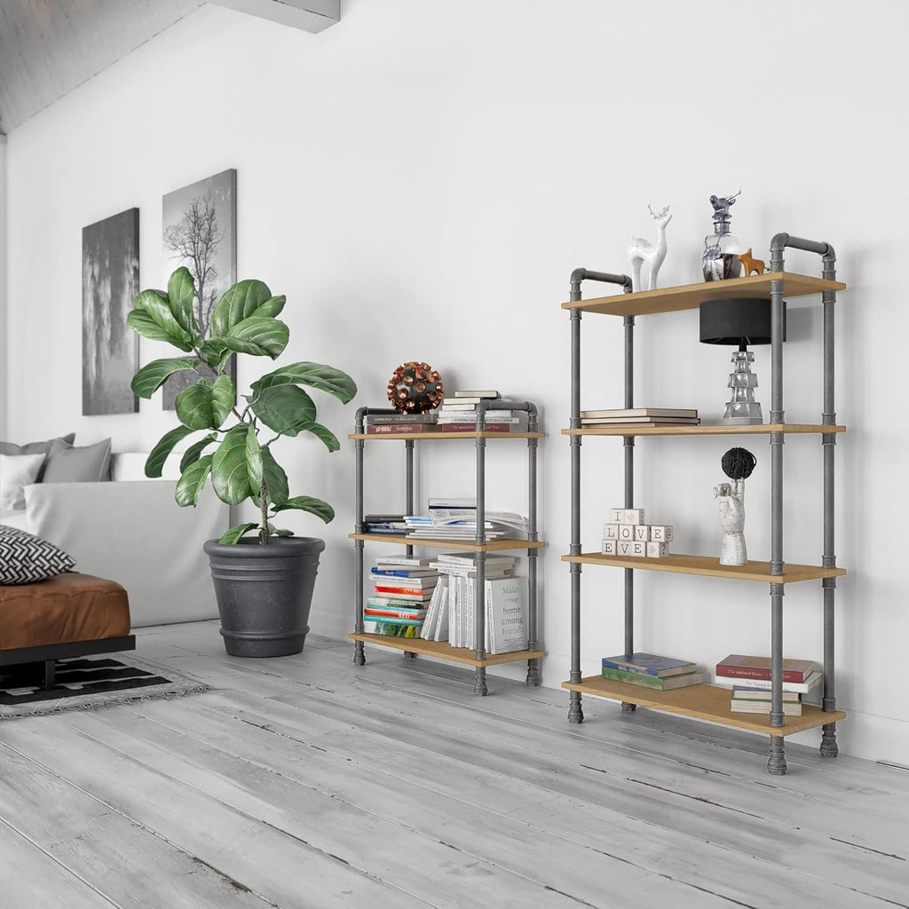 3-Tier Pine and Metal Bookshelf F557250