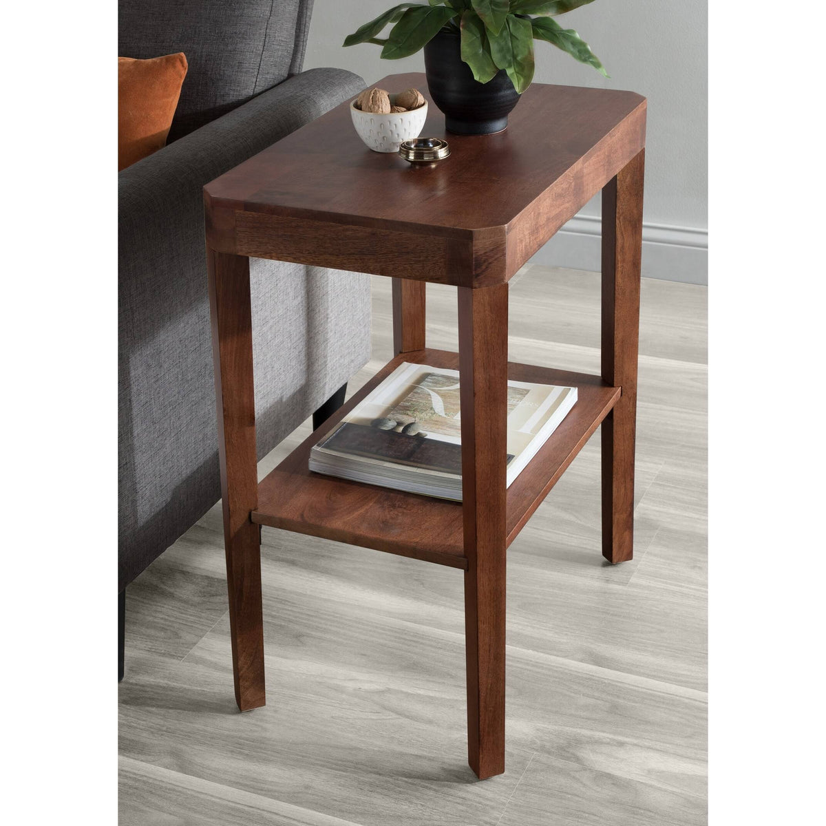 Walnut Brown Wood Side Table K849095