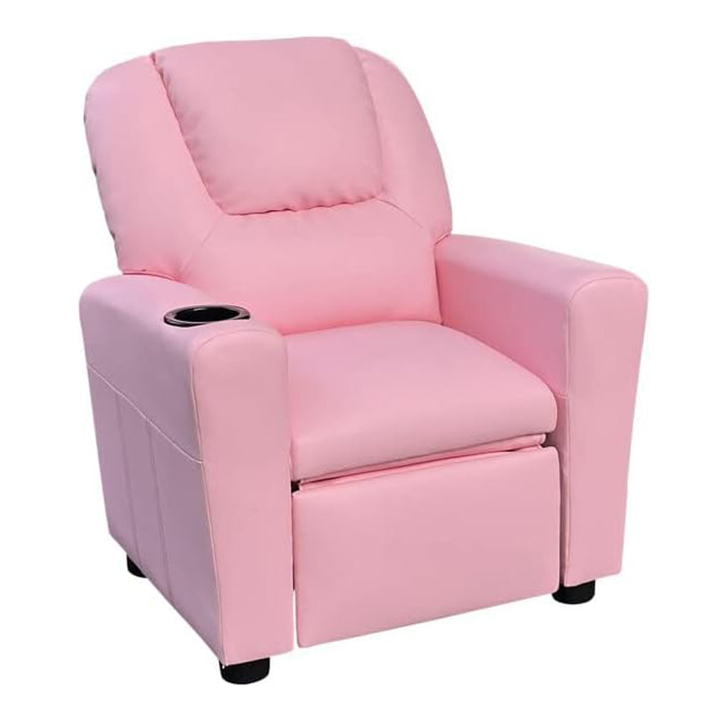 Pink PU Leather Recliner Chair with Cup Holder Z65423