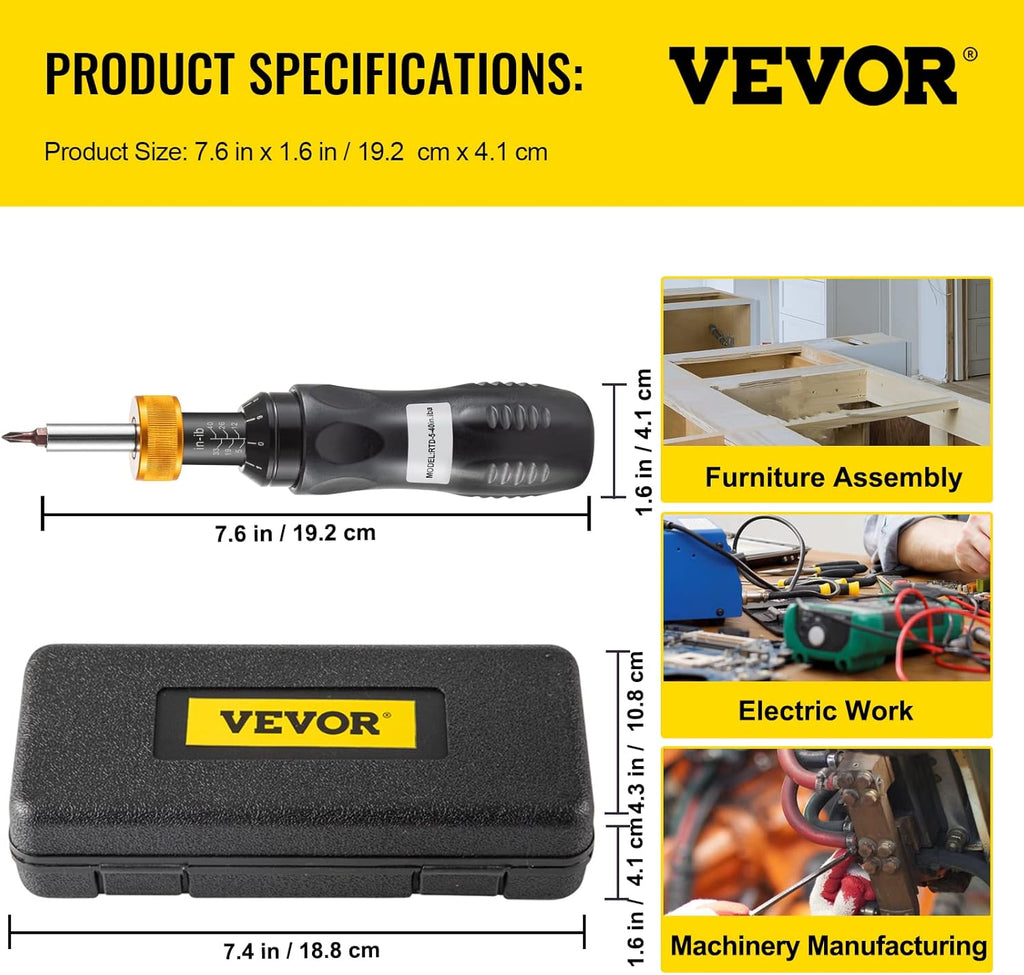 1/4 Drive Adjustable Torque Screwdriver with Bits & Case Q6629
