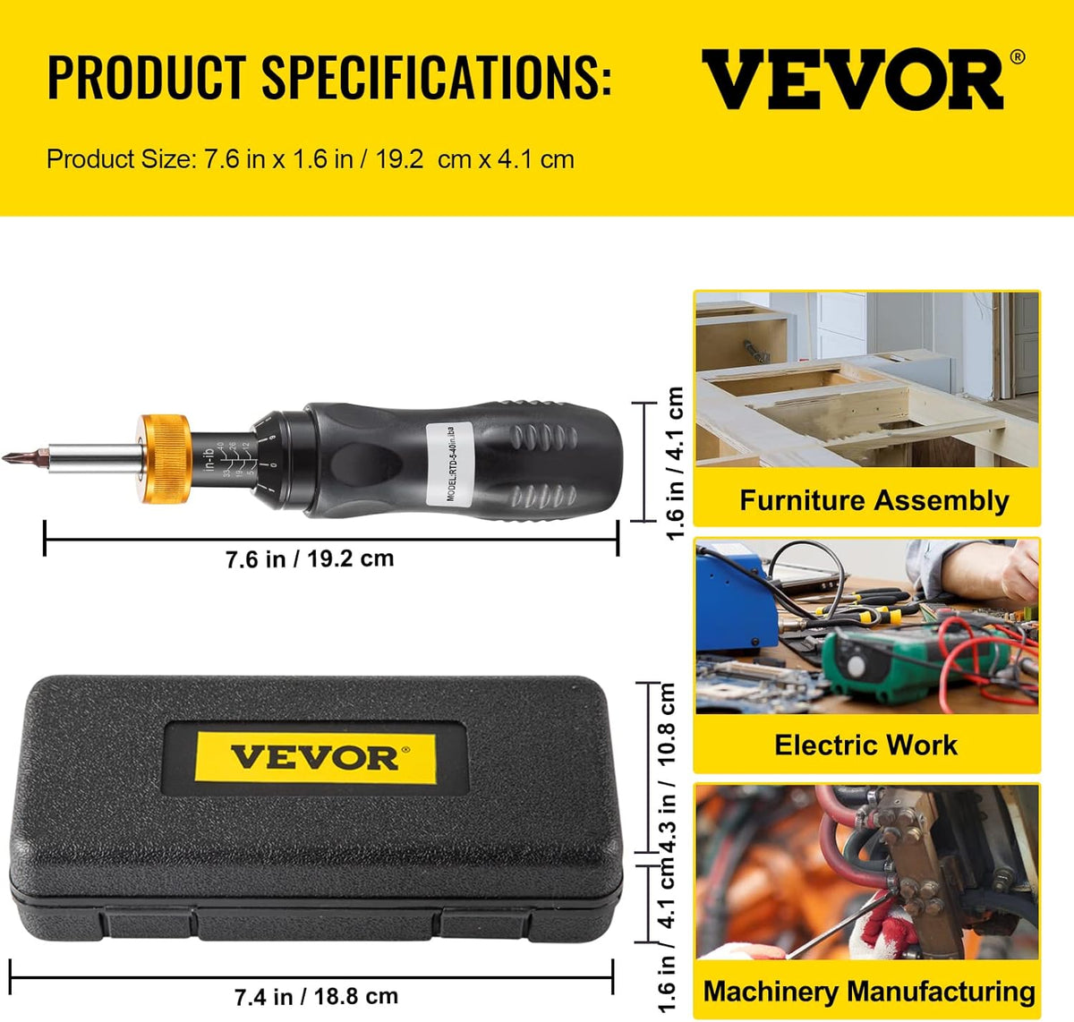1/4 Drive Adjustable Torque Screwdriver with Bits & Case Q6629