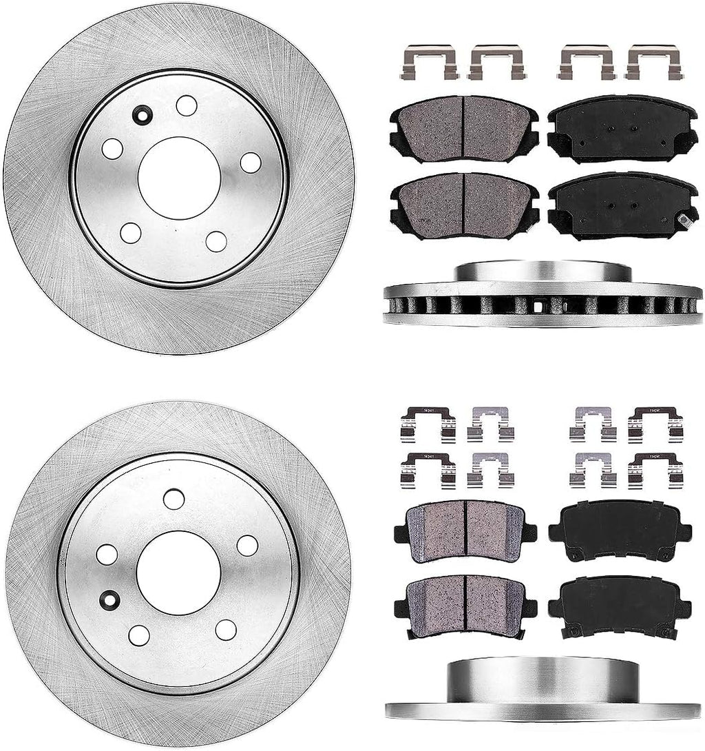 296 mm Front + 292 mm Rear 5 Lug Rotors + Ceramic Pads + Hardware N82069