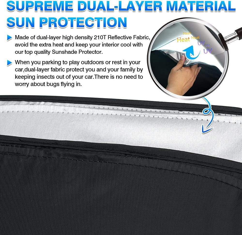 Custom Fit Sun Shade Windshield Sunshade Front Window Shades Rear Windows Cover Full Set 6PCS Pack of 2 R529
