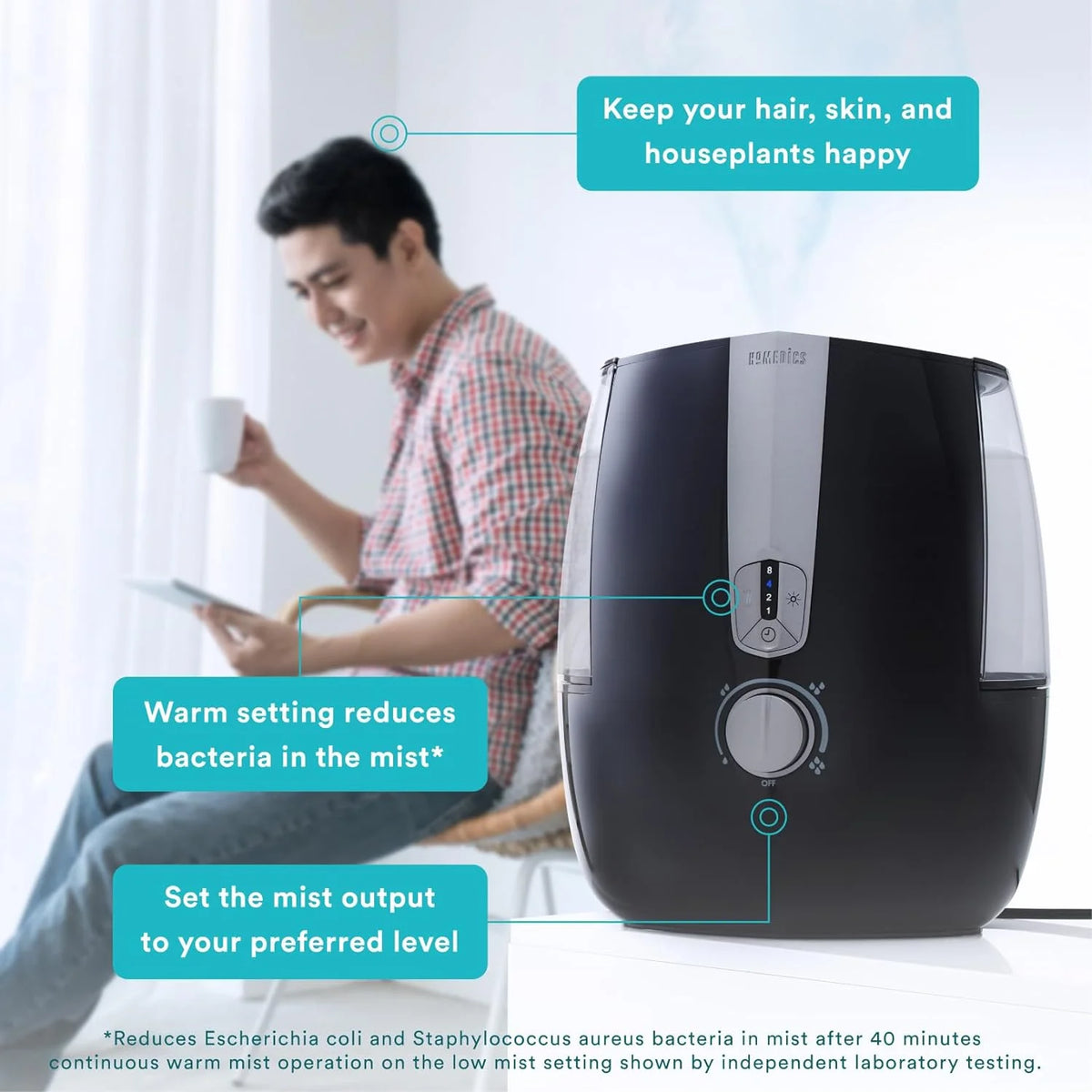 Ultrasonic Air Humidifier, 5.3L Water Tank with Warm and Cool Mist S330