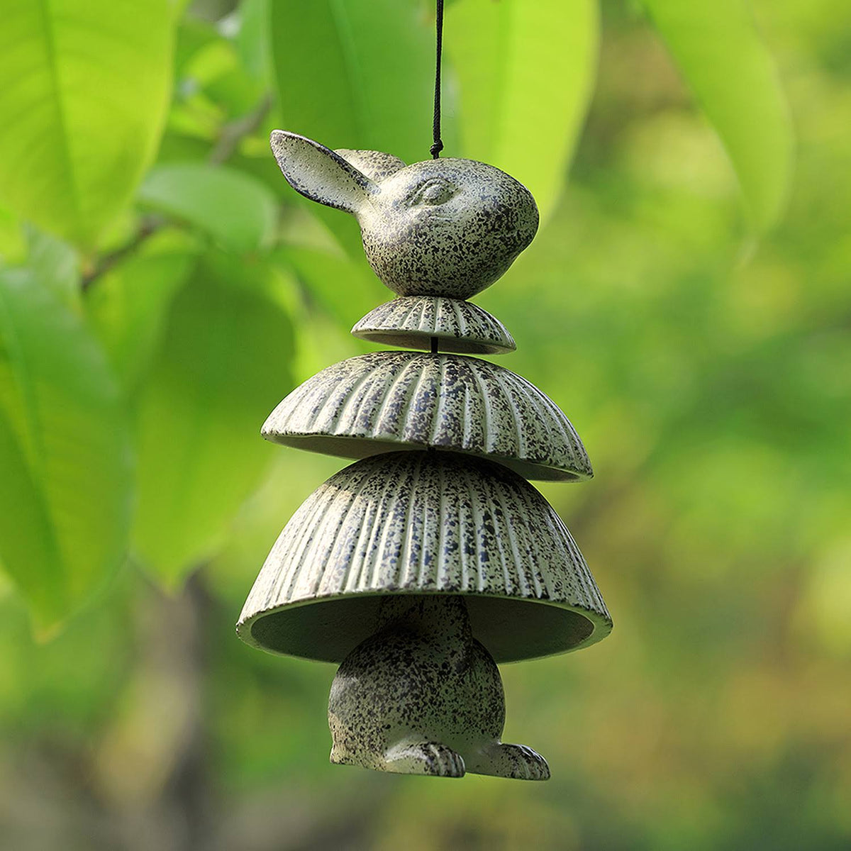 Rabbit Wind Chime, Cast Aluminum Verdigris Finish, 11x22 Q15818