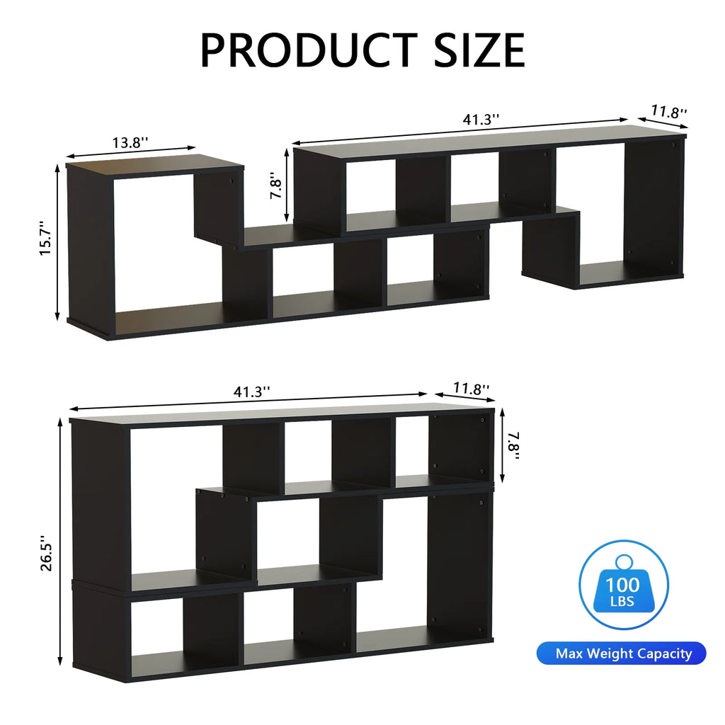 Black 2-Shelf L-Shaped Bookcase C57036