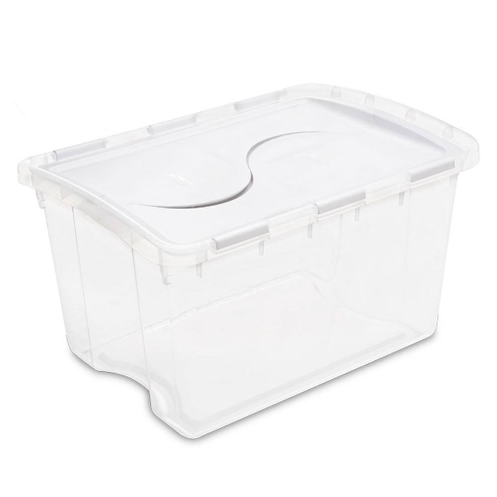 48 Quart Clear Hinged Lid Storage Box Tote (30 Pack) R64645