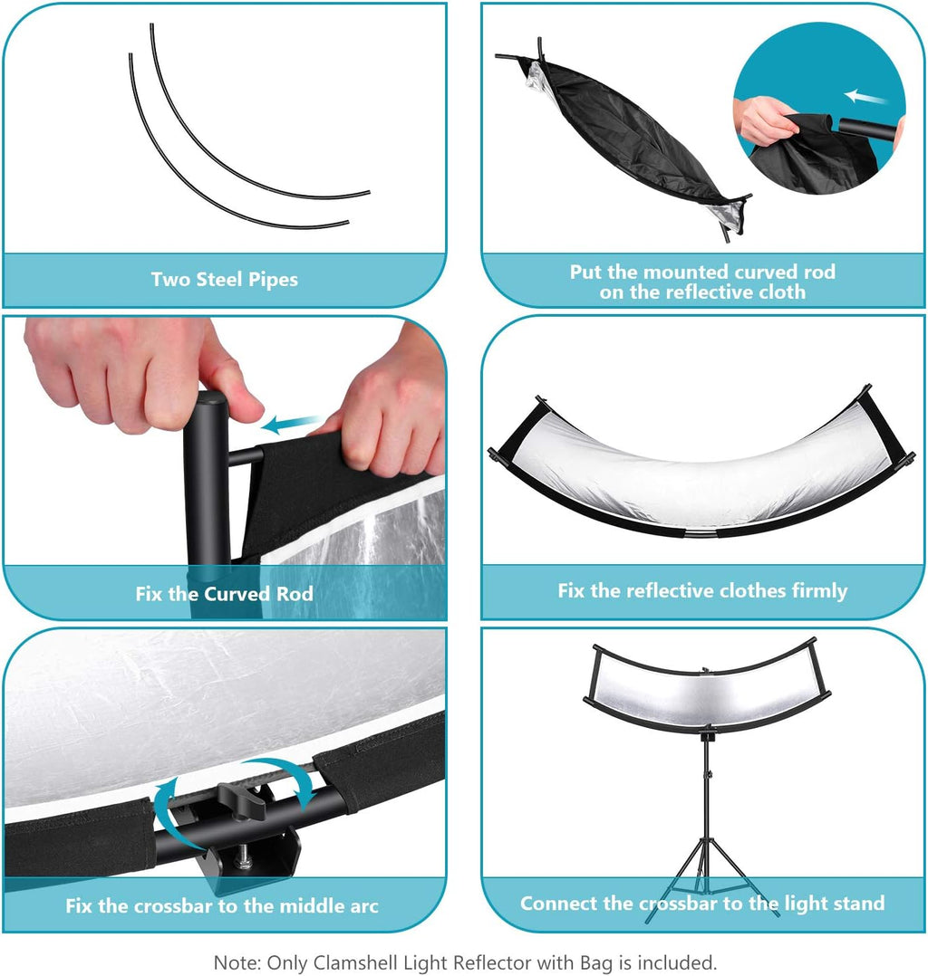 Black/White/Gold/Silver Photography Curved Lighting Reflector with Carrying Bag J79062