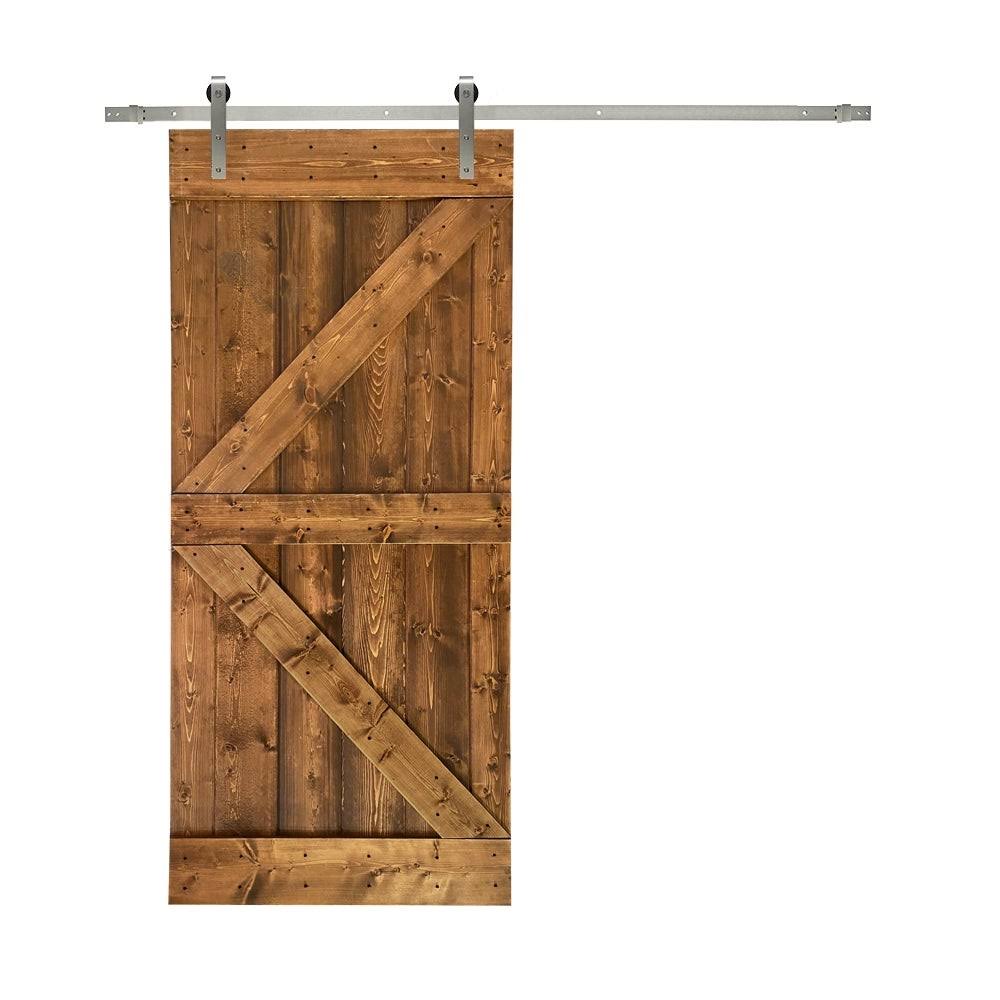36 in. x 84 in. Gray Stained Knotty Pine Wood Interior Sliding Barn Door with Hardware Kit W7201