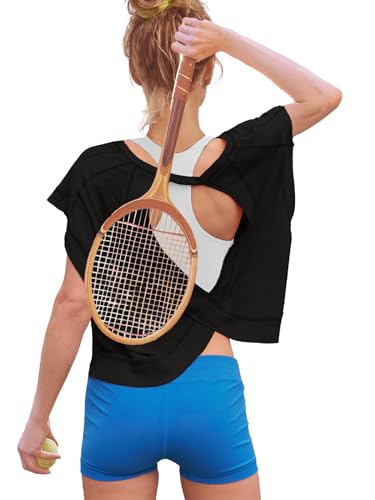 Womens Open Back Short Sleeve Athletic Crop Top S139850
